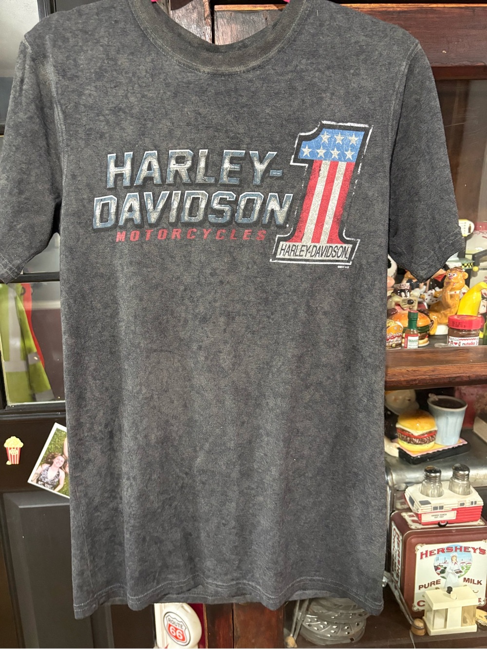 Harley-Davidson Black Washed USA '1' Graphic Tee